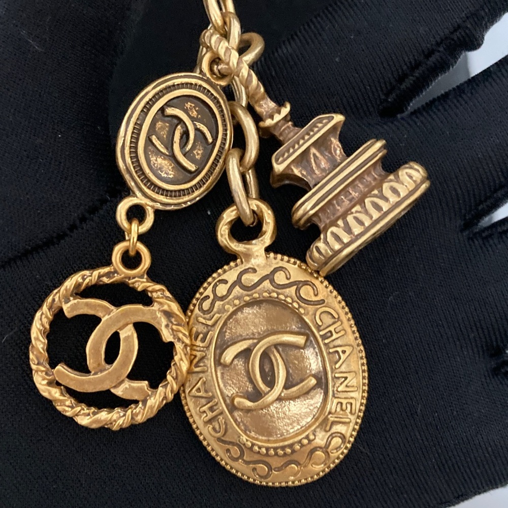 CHANEL Gold-Tone Long Chain Necklace with Pendant Charms - Picture 5 of 6